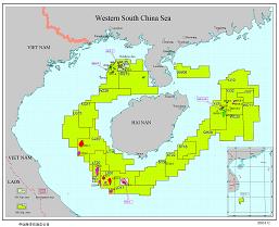中海油公司在中国海域的主要岸外油气田开发区域